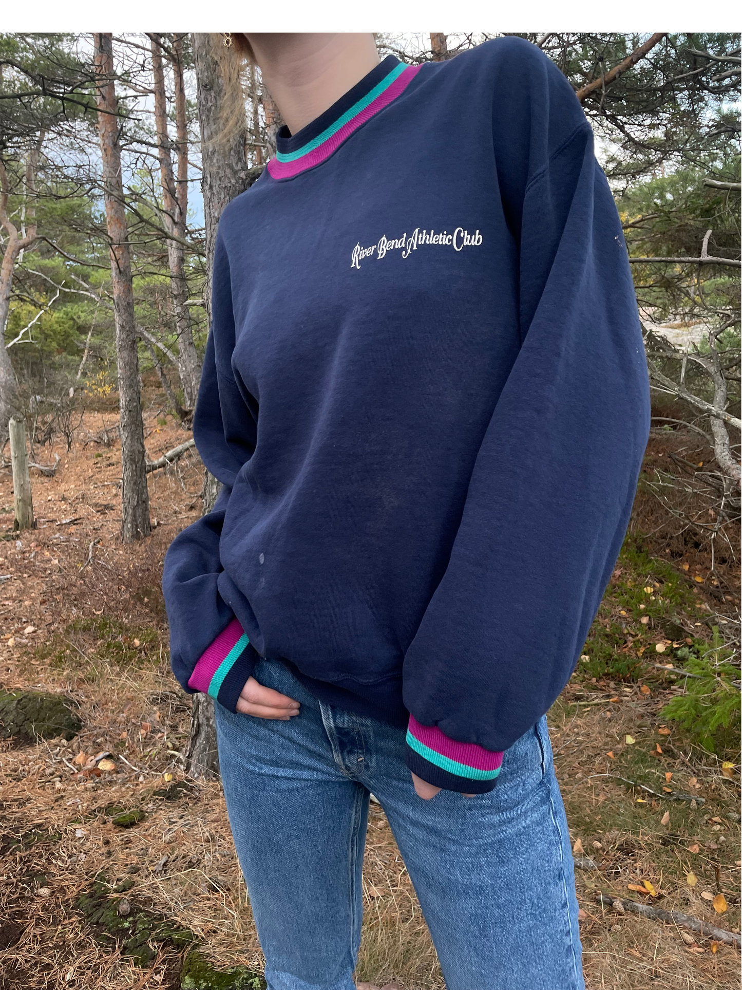 Marineblå Printed Sweatshirt